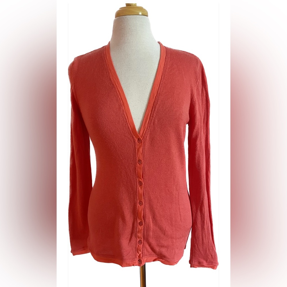 Women's V-Neck Coral Cardigan Sweater
